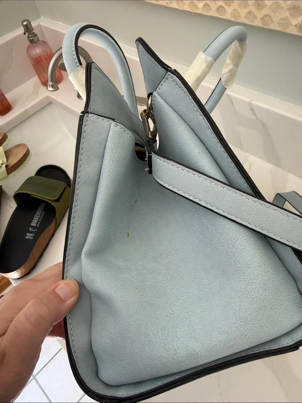 The Limited Light Blue Structured Top-Handle Satchel purse bag